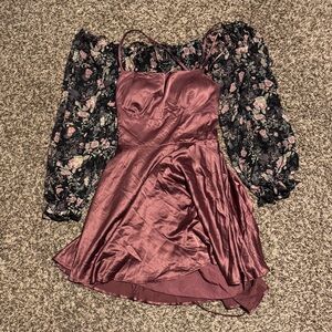 Altar'd State Burgundy and Floral Midi Dress